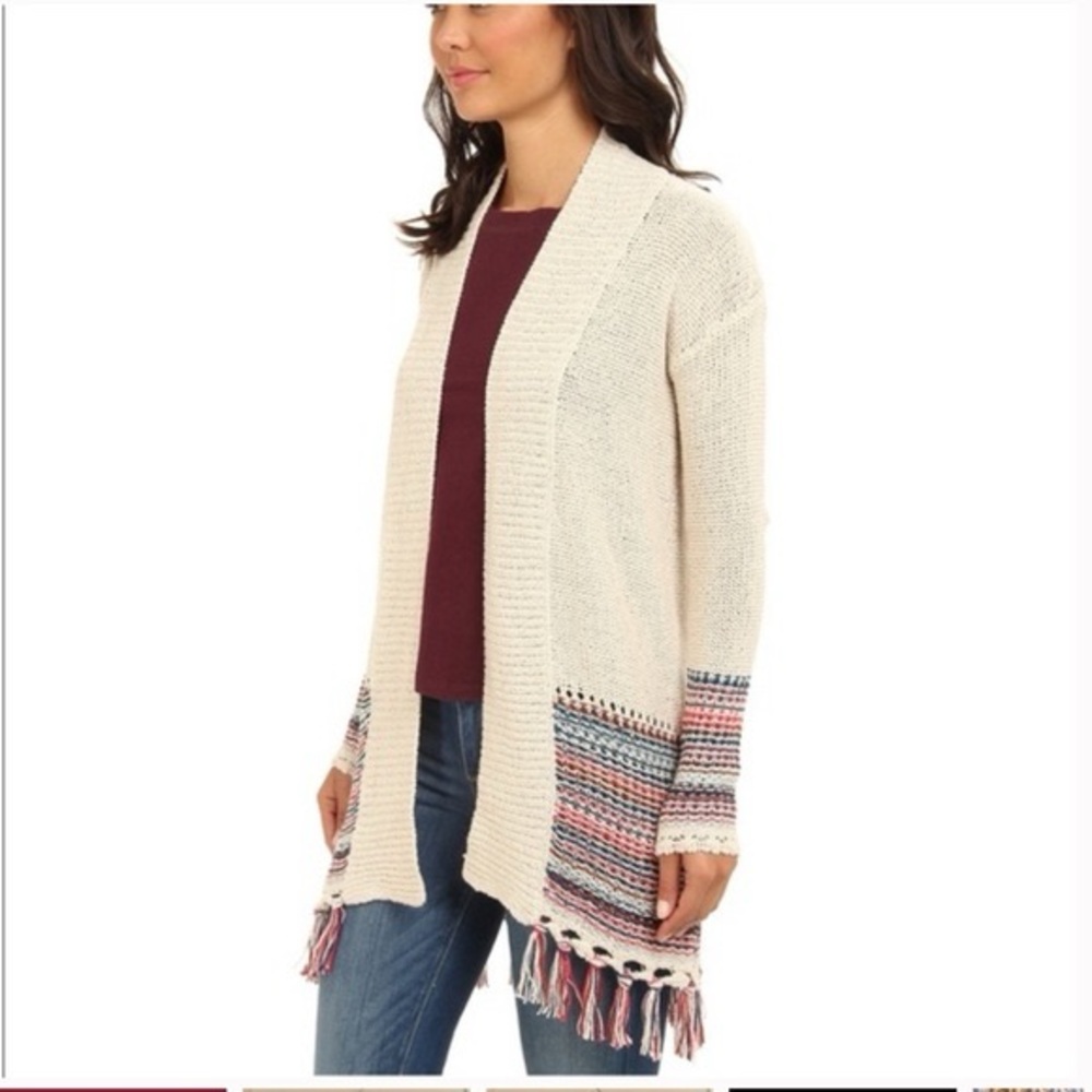 Roxy long fringe open face cardigan